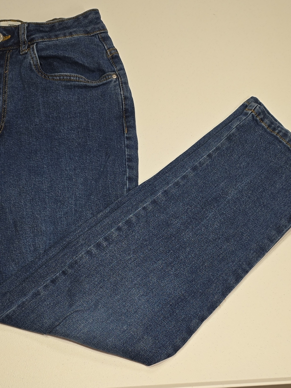 Classic Women Dark Blue Denim Jeans Straight Leg